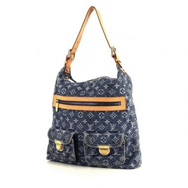 Borsa Louis Vuitton Baggy in tela denim monogram blu e pelle naturale