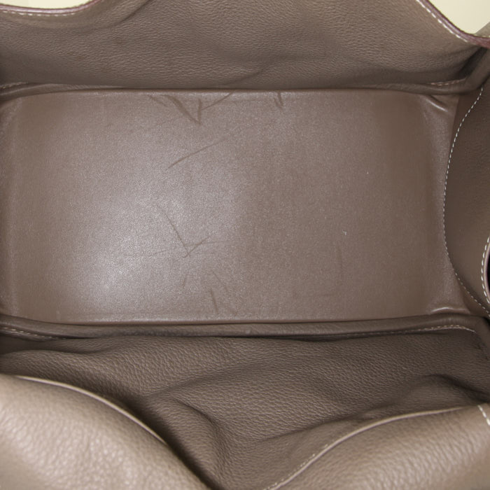 Sac à main Hermes Lindy en cuir togo étoupe - Detail D2