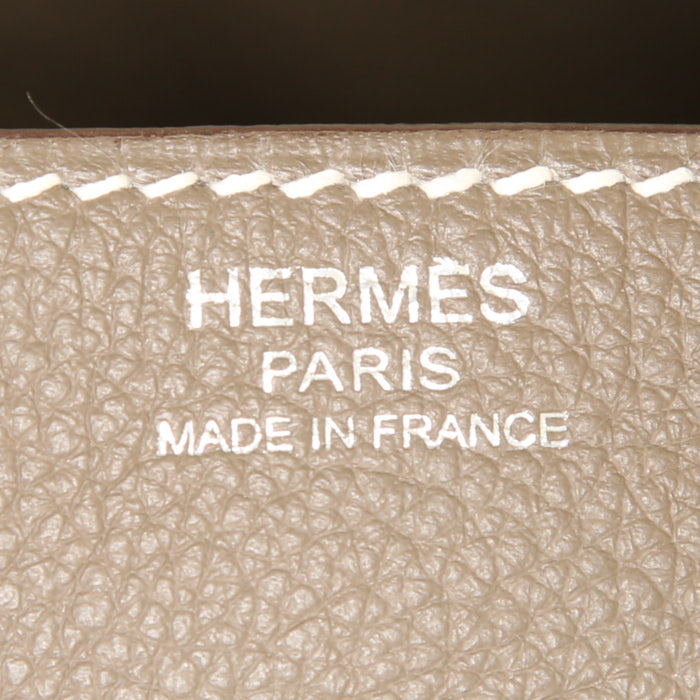Sac à main Hermes Lindy en cuir togo étoupe - Detail D3