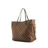 Shopping bag Louis Vuitton Neverfull in tela cerata con motivo a scacchi ebano e pelle marrone - 00pp thumbnail