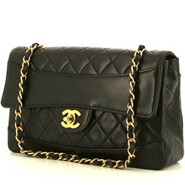 Vintage CHANEL Large CC Turnlock Classic Flap Black SHEARLING -  Denmark