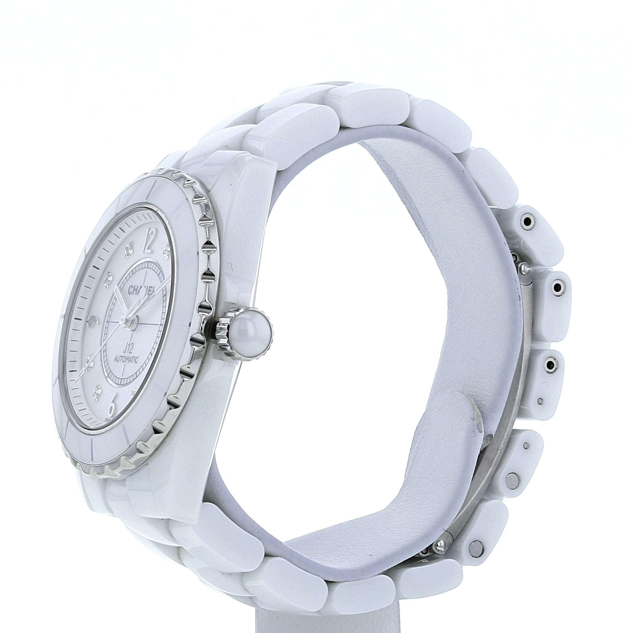 Montre Chanel J12 Joaillerie en céramique blanche Ref :  H2423 Vers  2012 - Detail D3