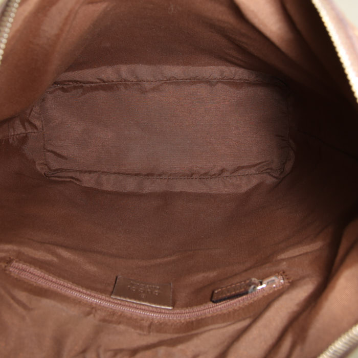 Gucci Vintage handbag in brown logo canvas and brown leather - Detail D2