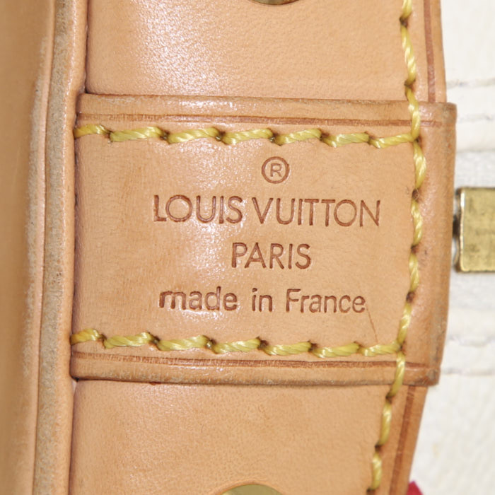 Bolso de mano Louis Vuitton Alma en lona Monogram revestida multicolor y blanca y cuero natural - Detail D3