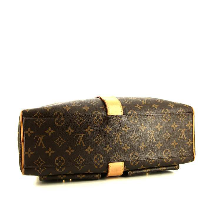Louis Vuitton Manhattan handbag in brown monogram canvas and natural leather - Detail D4