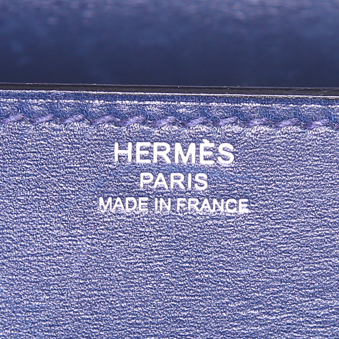 Pochette Hermes Médor in pelle box blu - Detail D3