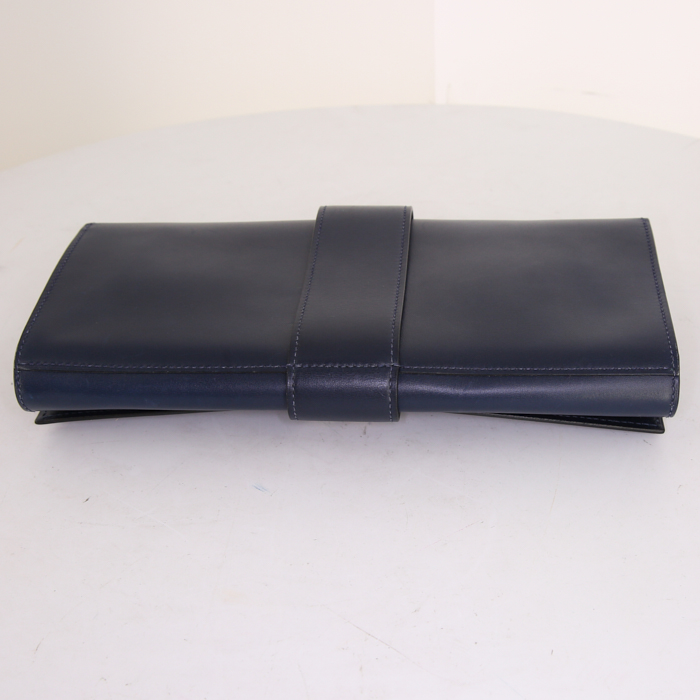 Pochette Hermes Médor in pelle box blu - Detail D4