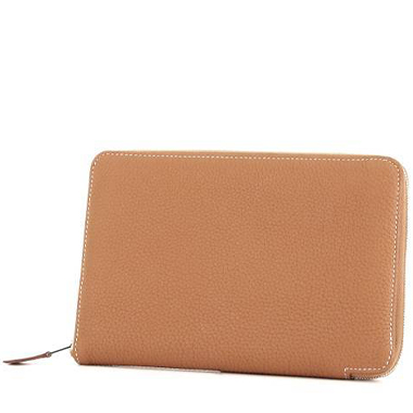 Billetera Hermès Zippy modelo grande en cuero togo color oro