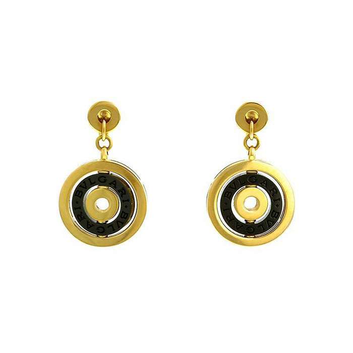 Half-articulated Bulgari Astrale pendants earrings in yellow gold and ceramic - 00pp