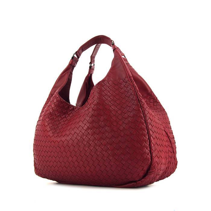 Bottega Veneta Campana handbag in red Rubis braided leather - 00pp