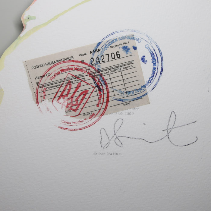 Damien Hirst, "Butterfly Spin", acrylic on paper, stamp of the artist and the Pinchuk Art Center, framed, of 2009 - Detail D3