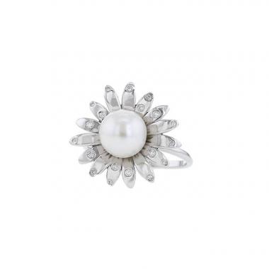 Anello Mauboussin Au Café des Deux Amours in oro bianco,  diamanti e perla