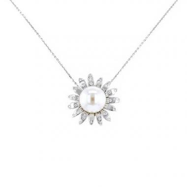 Collana Mauboussin Au Café des Deux Amours in oro bianco,  diamanti e perla coltivata