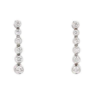 Half-articulated Modern pendants earrings in 14k white gold and diamonds