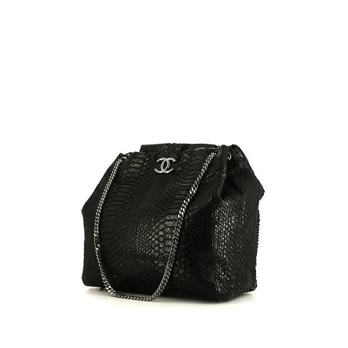 chanel black python purse