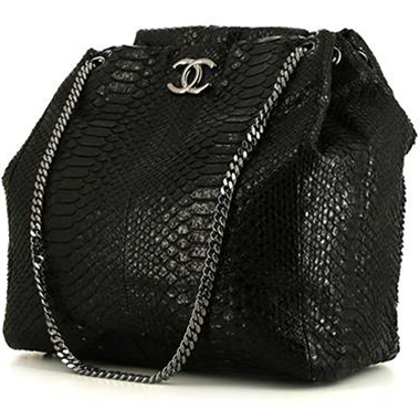 chanel black python purse