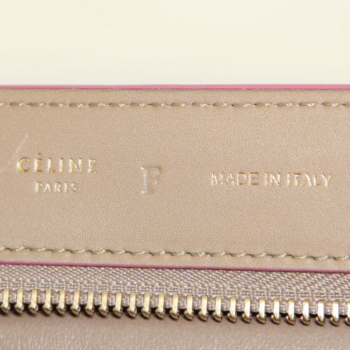 Sac à main Celine Trapeze en cuir beige et rose - Detail D4