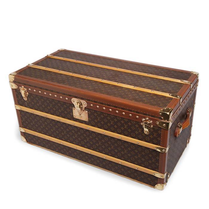 Louis Vuitton Malle Courrier mail trunk in brown monogram canvas and brown lozine (vulcanised fibre) - 00pp