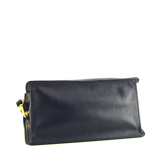 Sac bandoulière Prada Etiquette en cuir bleu - Detail D4