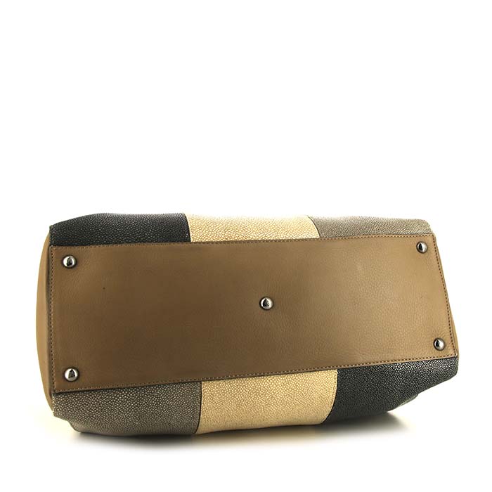 Sac à main Fendi 2 Jours en cuir beige et galuchat - Detail D4