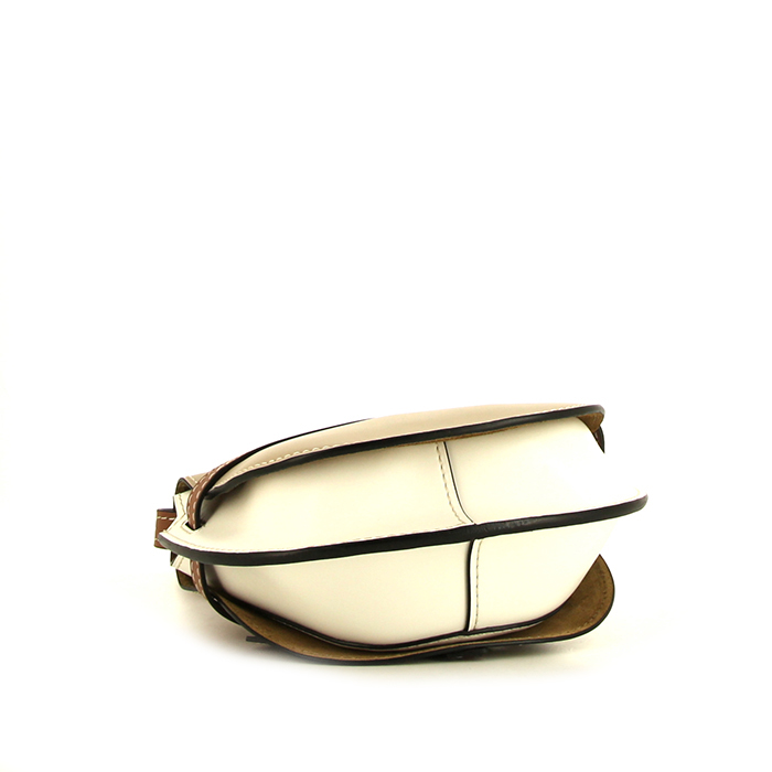 Loewe Gate shoulder bag in white, beige and gold tricolor leather - Detail D4