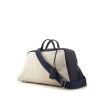 Hermès Cavour travel bag in blue Cristobal taurillon leather and beige "H" canvas - 00pp thumbnail
