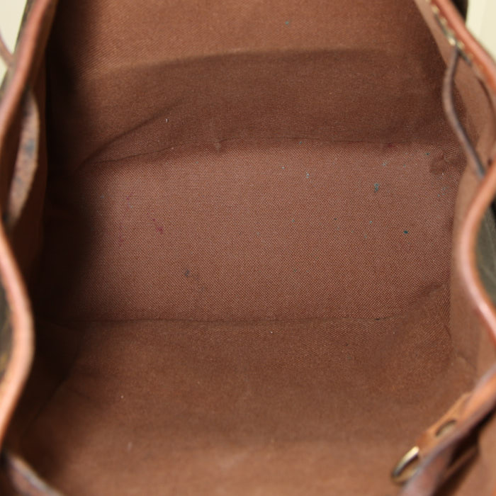 Mochila Louis Vuitton Montsouris en lona Monogram marrón y cuero natural - Detail D2