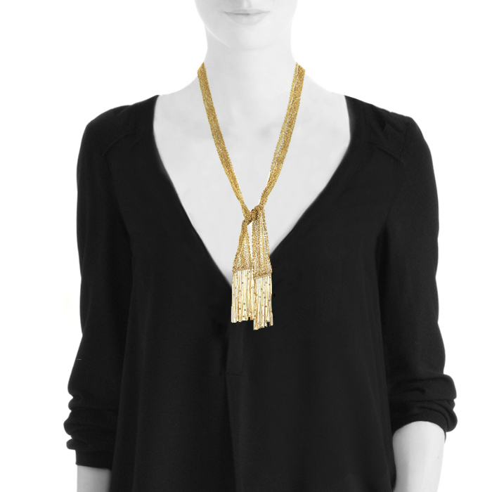 Collier souple Boucheron Delilah en or jaune et diamants - Detail D1