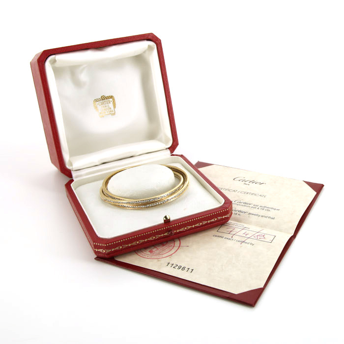 Bracelet Cartier Trinity en or jaune et diamants - Detail D2