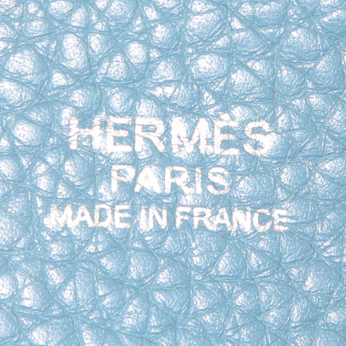 Borsa a tracolla Hermes Evelyne in pelle togo blu - Detail D3