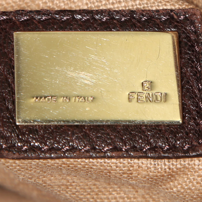 Fendi Spy handbag in brown monogram canvas and brown leather - Detail D3