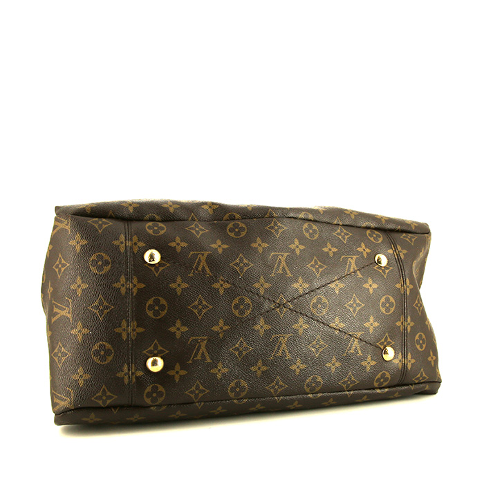 Sac cabas Louis Vuitton Artsy moyen modèle en toile monogram marron et cuir naturel - Detail D4