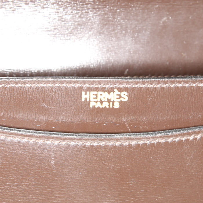 Sac à main Hermès Sandrine en cuir box marron - Detail D3