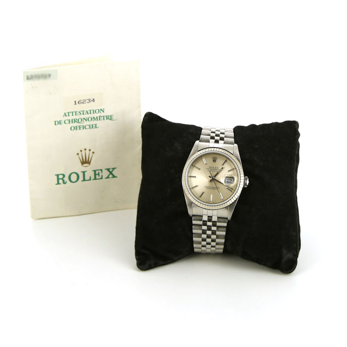 Rolex Datejust watch in stainless steel Ref:  16234 Circa  1989 - Detail D2