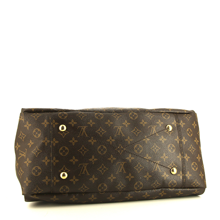 Bolso de mano Louis Vuitton Artsy modelo mediano en lona Monogram marrón y cuero natural - Detail D4