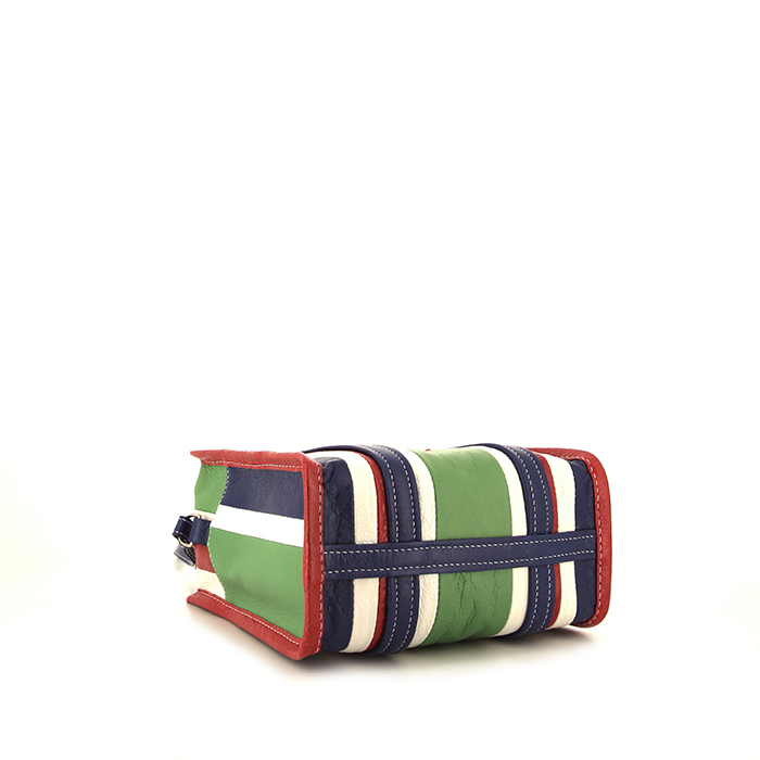 Balenciaga Bazar shopper small model handbag in white, red, green and blue multicolor leather - Detail D5