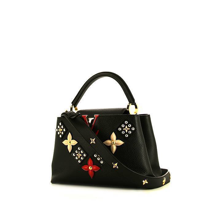 Louis Vuitton Capucines mm Shoulder Bag in Black Grained Leather