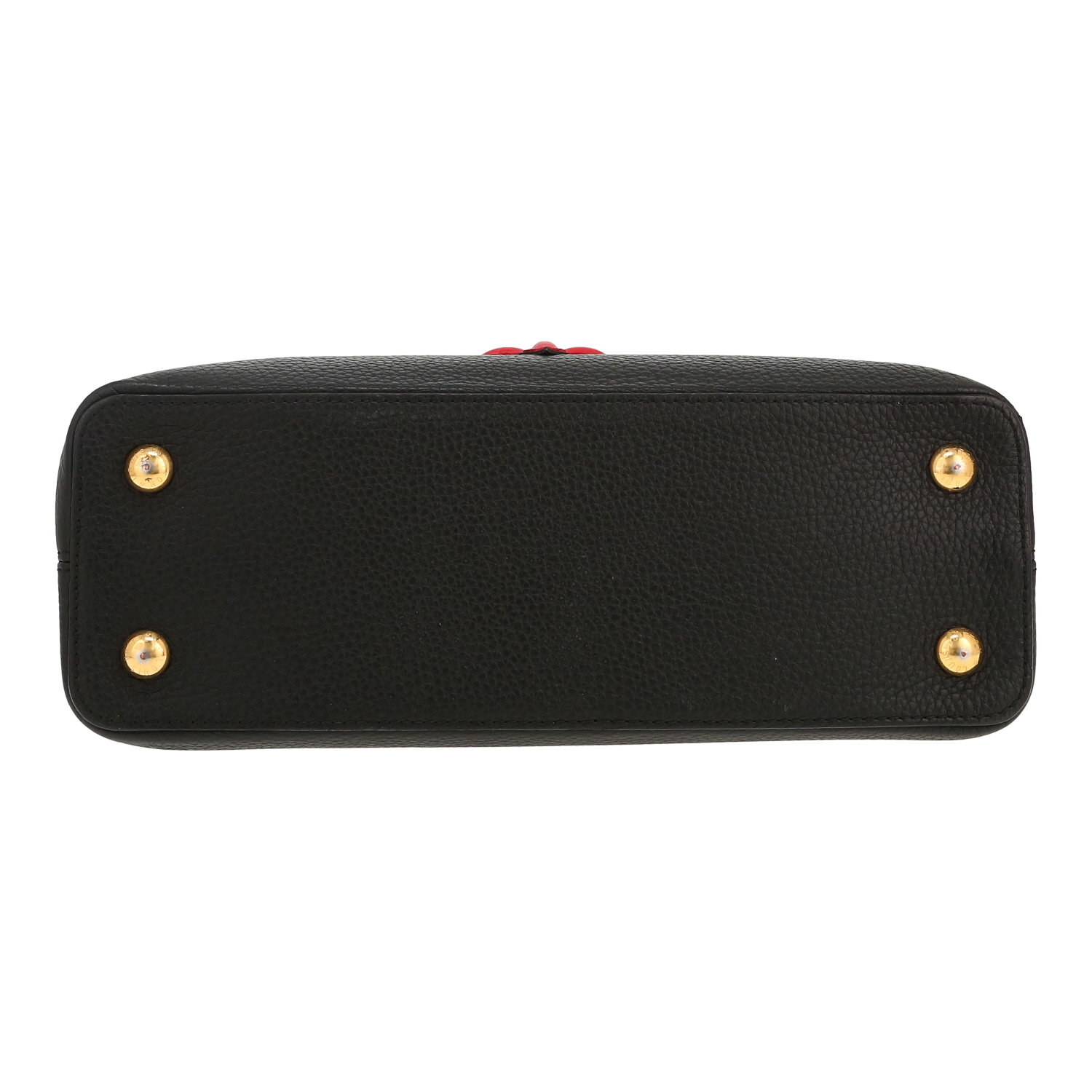 Sac bandoulière Louis Vuitton  Capucines MM en cuir grainé noir - Detail D1