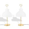 Ignazio Gardella, a pair of "Arenzano" lamps, high version, in brass and opal glass, Azucena edition, model designed in 1956 - 00pp thumbnail