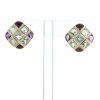 Vintage earrings in yellow gold,  amethysts and aquamarine - 360 thumbnail