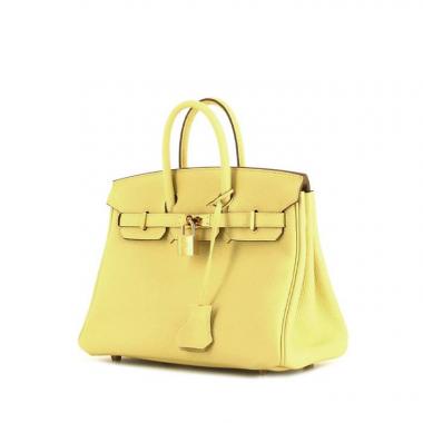 Hermes Birkin 25 cm handbag in Jaune Poussin togo leather