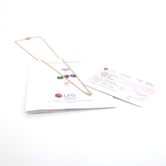 Atelier Collector Square necklace in pink gold and diamond (0,50 carat) - Detail D2