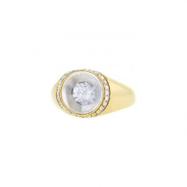 Mauboussin Transparence small model ring in yellow gold,  diamond and quartz