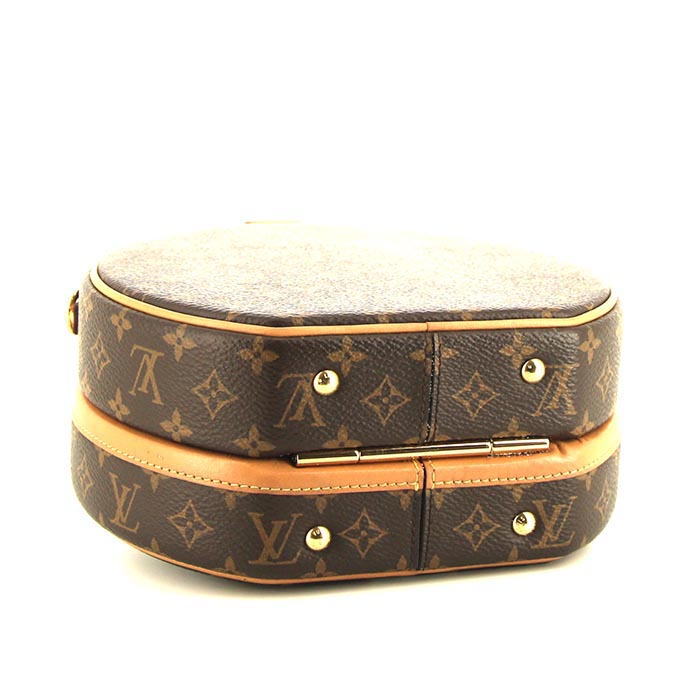 Louis Vuitton Petite boîte chapeau handbag in brown monogram canvas and natural leather - Detail D5