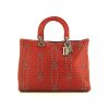 Borsa Dior Lady Dior Edition Limitée in pelle rossa con decoro di borchie - 360 thumbnail