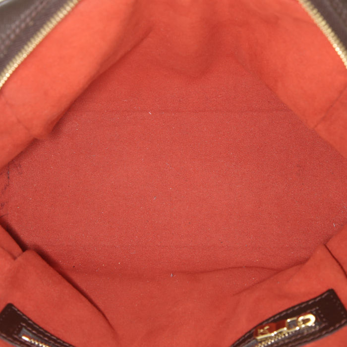 Bolso de mano Louis Vuitton Brea en lona a cuadros ébano y cuero marrón - Detail D2