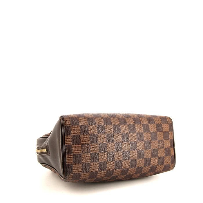 Louis Vuitton Brea handbag in ebene damier canvas and brown leather - Detail D4