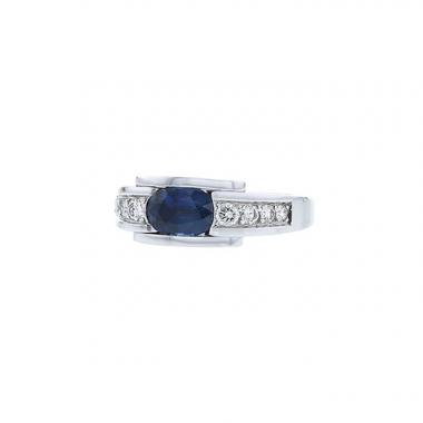 Sortija Mauboussin Mini Alessandra en oro blanco,  zafiro y diamantes