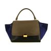 Celine  Trapeze medium model  handbag  in brown and black leather  and blue suede - 360 thumbnail