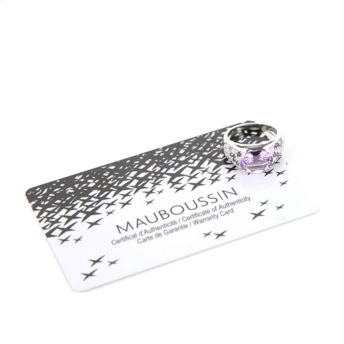 Bague Mauboussin Plaisir d'Amour en or blanc,  améthystes et diamants - Detail D2